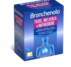Bronchenolo Tripla Azione contro Tosse Influenza e Raffreddore 10 Bustine 500mg + 200mg + 10mg