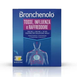 Bronchenolo Tripla Azione contro Tosse Influenza e Raffreddore 10 Bustine 500mg + 200mg + 10mg