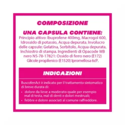 BuscofenAct 400 mg Con Ibuprofene Analgesico Contro Dolori Forti Da Ciclo 20 Capsule Molli
