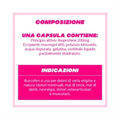 Buscofen 200 mg Con Ibuprofene Analgesico Contro Dolori Da Ciclo 12 Capsule Molli