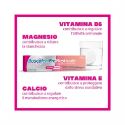 Buscofen Premestruale Integratore Alimentare, Magnesio, Vitamina B6, Vitamina E e Calcio, 15 Compresse Effervescenti