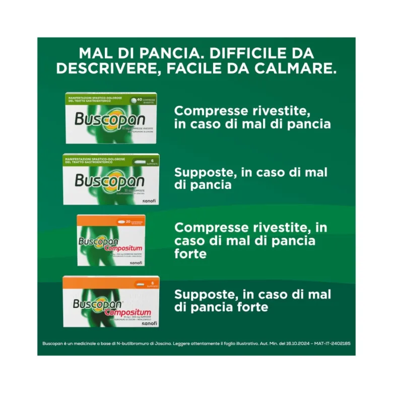 Buscopan Per Mal di Pancia Crampi Dolori Addominali 40 Compresse