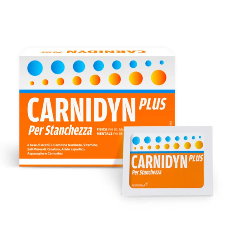 Carnidyn Plus per combattere stanchezza fisica e mentale gusto Arancia 20 bustine