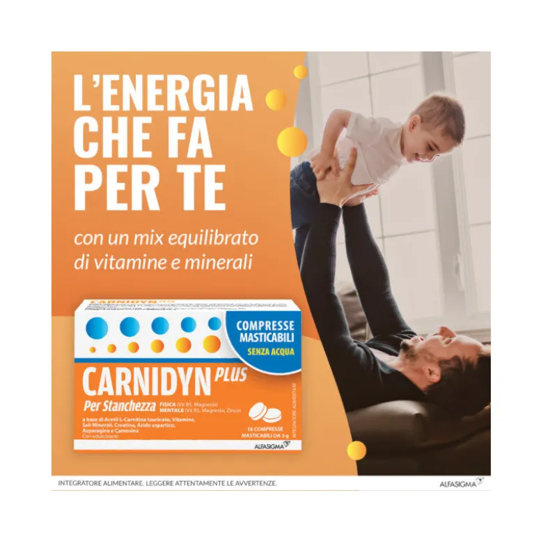 Carnidyn Plus stanchezza fisica e mentale 18 compresse masticabili