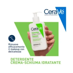 CeraVe Detergente Idratante Viso Pelle da Normale a Secca, con acido ialuronico e ceramidi 236ml