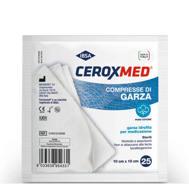 Ceroxmed compresse di garza sterili 10x10cm 25 pezzi