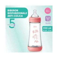 Chicco Biberon Perfect 5Rosa Flusso Veloce 300 ml 4M+