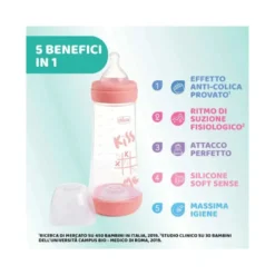 Chicco Biberon Perfect 5Rosa Flusso Veloce 300 ml 4M+