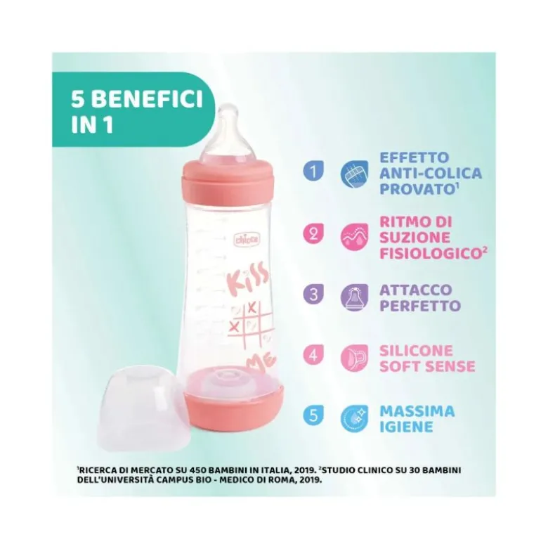 Chicco Biberon Perfect 5Rosa Flusso Veloce 300 ml 4M+
