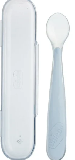 Chicco Cucchiaio Silicone con Case Grigio 6 Mesi+