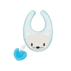 Chicco 3 in 1 Massaggiagengive morbido fresco e bavaglia azzurro 4m+