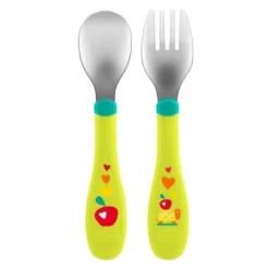 Chicco Posate Inox colore Verde +18 mesi