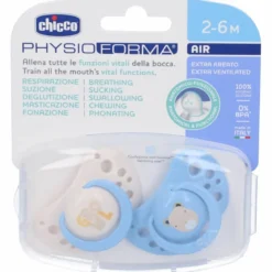 Chicco Succhietti PhysioForma Air Azzurro Silicone 2-6 Mesi 2 Pezzi