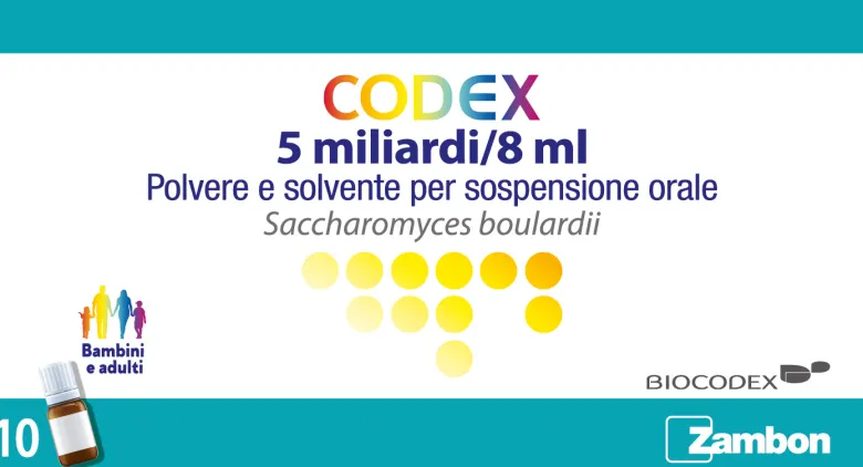 Codex 5 Miliardi/8 ml Polvere e Solvente per Sospensione Orale 10 Flaconcini in Pet di Solvente con Polvere in Tappo Contenitore in Ldpe