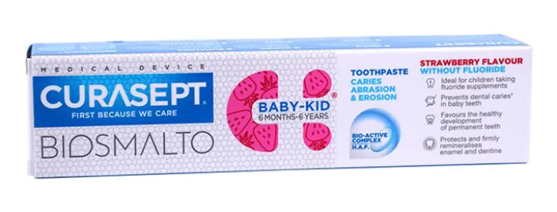 Curasept biosmalto baby-kid senza fluoro gusto fragola 6 mesi -6 anni 50ml