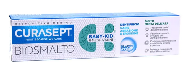 Curasept biosmalto dentifricio baby kid gusto menta 6 mesi -6anni 50ml