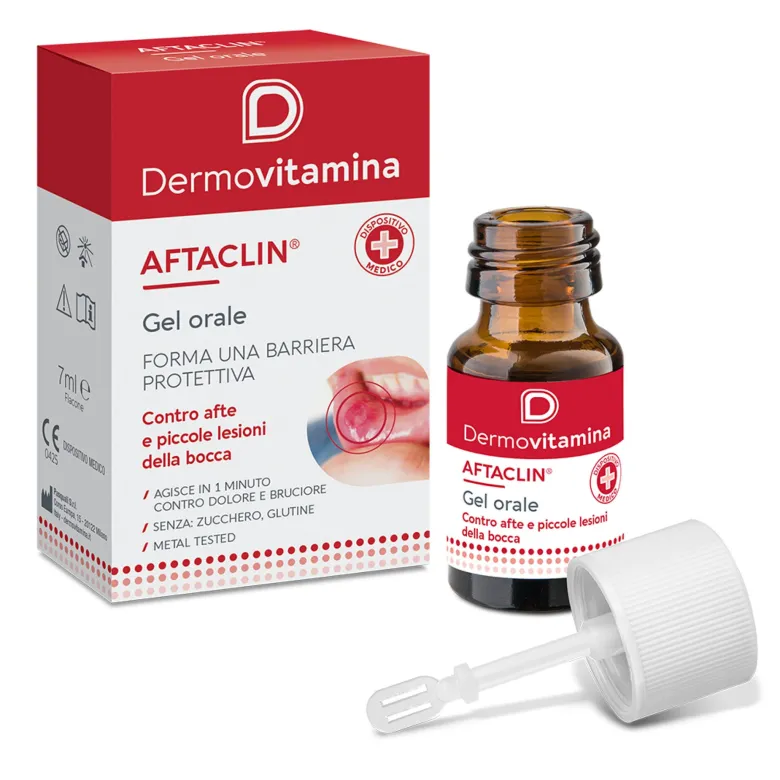 Dermovitamina Aftaclin Gel Orale per Afte e piccole Lesioni della bocca 7ml