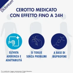 Dicloreum Unidie cerotto medicato 136mg ibuprofene 8 cerotti