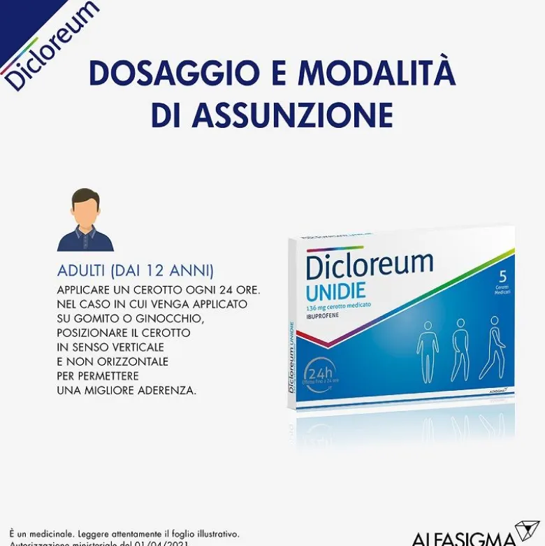 Dicloreum Unidie 136mg 5 cerotti medicati