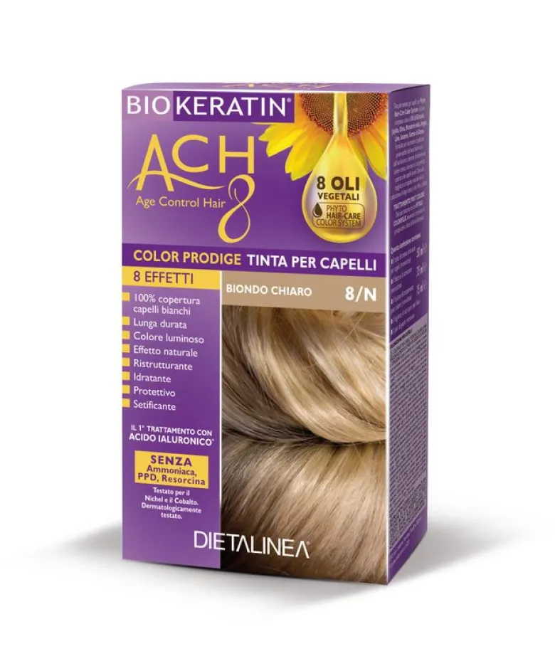 Dietalinea biokeratin ach8 tinta per capelli 8/n biondo chiaro