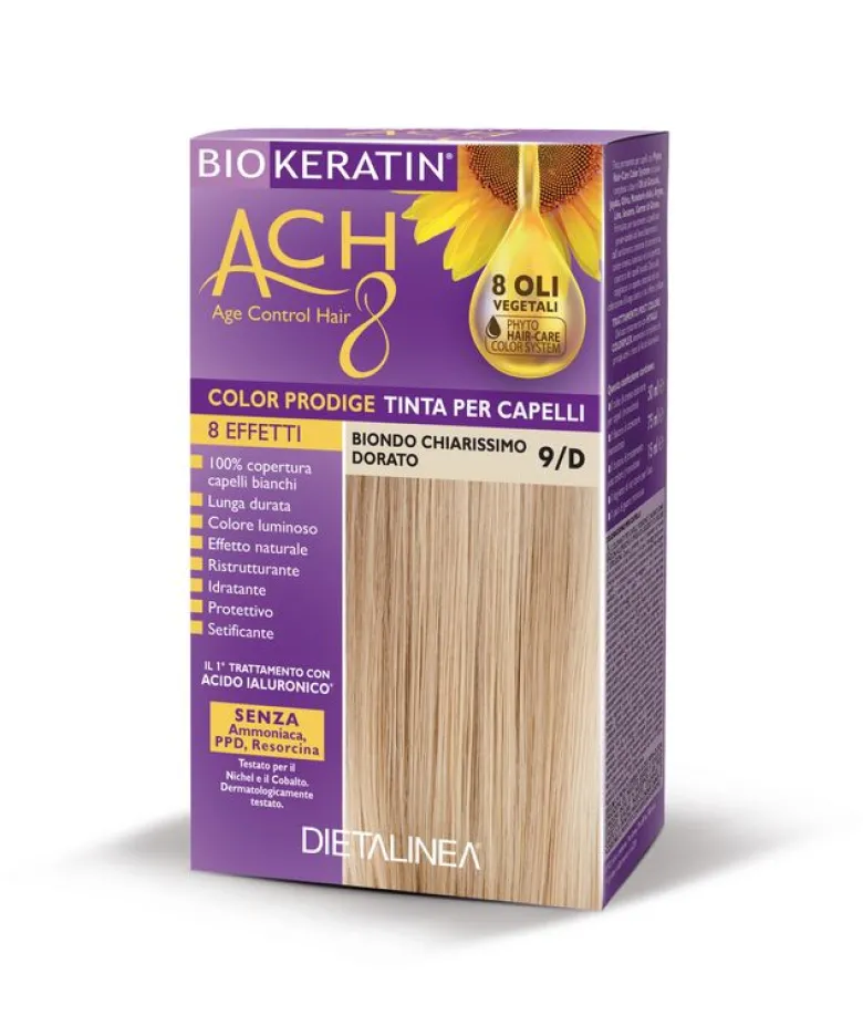 Dietalinea biokeratin ach8 tinta per capelli 9/d biondo chiarissimo dorato