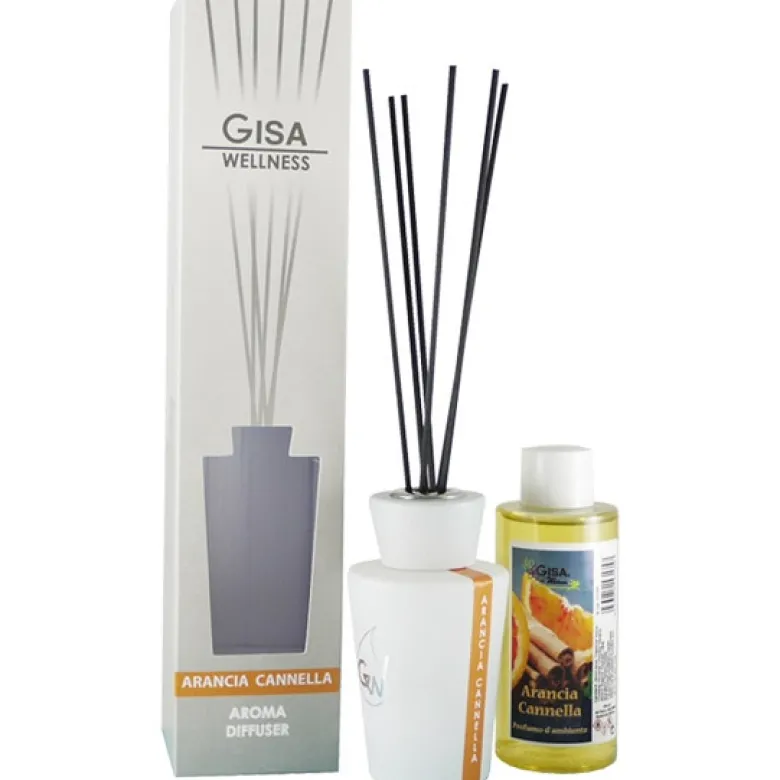 Diffusore Bastoncini Linea White Arancia/Cannella