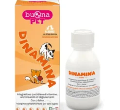 DinaminaMangime complementare per cani e gatti.Integrazione quotidiana di vitamine, amminoacidi ed oligoelementi, con L-lisina. Dinamina Flacone è formulato in pasta fluida appetibile per una quotidiana integrazione di tali elementi.L'utilizzo della siringa dosatrice consente un'accurata e facile somministrazione. Ingredienti Oli e grassi vegetali (olio di germe di mais), lieviti (lievito di birra), proteine animali idrolizzate (origine avicola), olio di pesce (60% DHA, 10% EPA) 3%, colostro in polvere 2%, mono di e tri gliceridi di acidi grassi (acido palmitico), lattoferrina 0,5%, gluconato di calcio 0,5%, gluconato di magnesio 0,5%; additivi nutrizionali: vitamine 3a700 vitamina E 6.000 mg/kg, 3a820 vitamina B1 (tiamina cloridrato) 30 mg/kg, 3a315 niacinamide 30 mg/kg, 3a831 vitamina B6 (piridossina cloridrato) 25 mg/kg, 3a825i vitamina B2 (riboflavina) 12,5 mg/kg, 3a672b vitamina A 150.000 UI/kg, 3a671 vitamina D3 10.500 UI/kg; amminoacidi: 3c322 L-lisina monocloridrato, tecnicamente pura 35.000 mg/kg, 3c3.6.1 L-arginina prodotta da corynebacterium glutamicum (ATCC 13870) 3.750 mg/kg; oligo-elementi: 3b603 zinco ossido 600 mg/kg (zinco 481,4 mg/kg), 3b817 seleniometionina prodotta da saccharomyces cerevisiae NCYC R645 600 mg/kg (selenio 1,2 mg/kg), 3b506 manganese chelato della glicina, idrato 600 mg/kg (manganese 132 mg/kg), 3b104 ferro solfato eptaidrato 50 mg/kg (ferro 10 mg/kg), 3b405 rame(ll)solfato pentaidrato 30 mg/kg (rame 7,6 mg/kg), 3b201 potassio ioduro 1,5 mg/kg (iodio 1,1 mg/kg); additivi tecnologici: E551b silice colloidale, 1b306(i) tocoferoli estratti da oli vegetali; componenti analitici (%); proteina grezza: 13,98; fibra grezza: 0,1; grassi grezzi: 7,2; ceneri grezze: 4,59; umidità: 1,88; calcio: 0,08; magnesio: 0,04. Modalità d'uso Agitare bene il flacone prima dell'uso, svitare il tappo ed inserire la siringa nell'apposito adattatore. Capovolgere il flacone ed estrarre la razione giornaliera indicata in tabella. Riposizionare il flacone in verticale, rimuovere la siringa e richiudere il flacone. Somministrare il prodotto direttamente in bocca all'animale o disperso nel cibo gradito. Completare la razione giornaliera con l'alimento abituale.