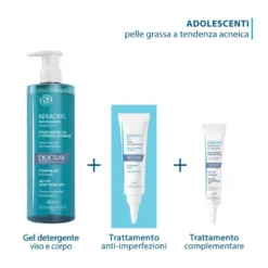 Ducray Keracnyl Gel detergente - pelle grassa a tendenza acneica 400ml
