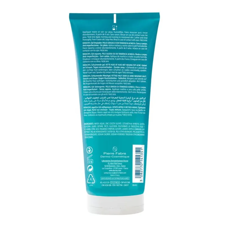 Ducray Keracnyl Gel detergente pelle grassa a tendenza acneica 200ml
