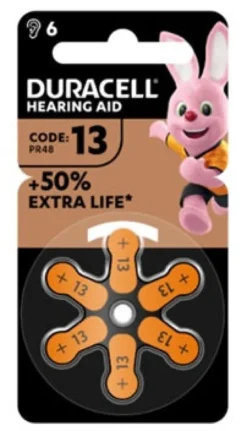 Duracell Easy Tab 13 Arancio Batteria per Apparecchio Acustico 6 Pezzi