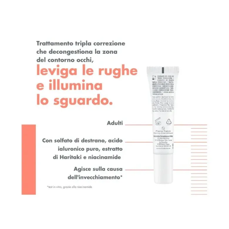 Eau Thermale Avène Hyaluron Activ B3 Trattamento Contorno Occhi Tripla Correzione Antirughe 15ml