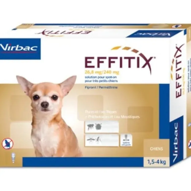 Effitix Spot-On Soluzione 24 Pipette 0.44ml 26,8mg+240mg Cani Da 1,5 A 4kg