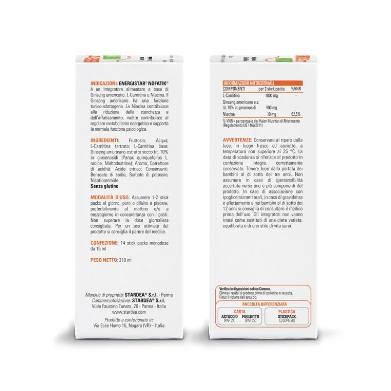 Energistar Nofatik integratore alimentare 14 Stickpack