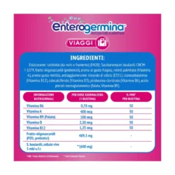 Enterogermina Viaggi Regolarità Intestinale Probiotici Vitamina A B12 B6 B9 e Vitamina D 12 Bustine