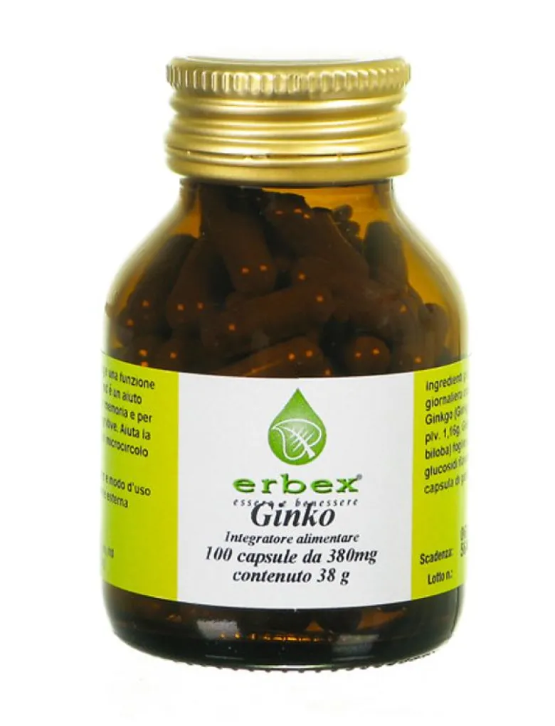 Erbex Ginkgo biloba integratore 100 capsule da 380 g