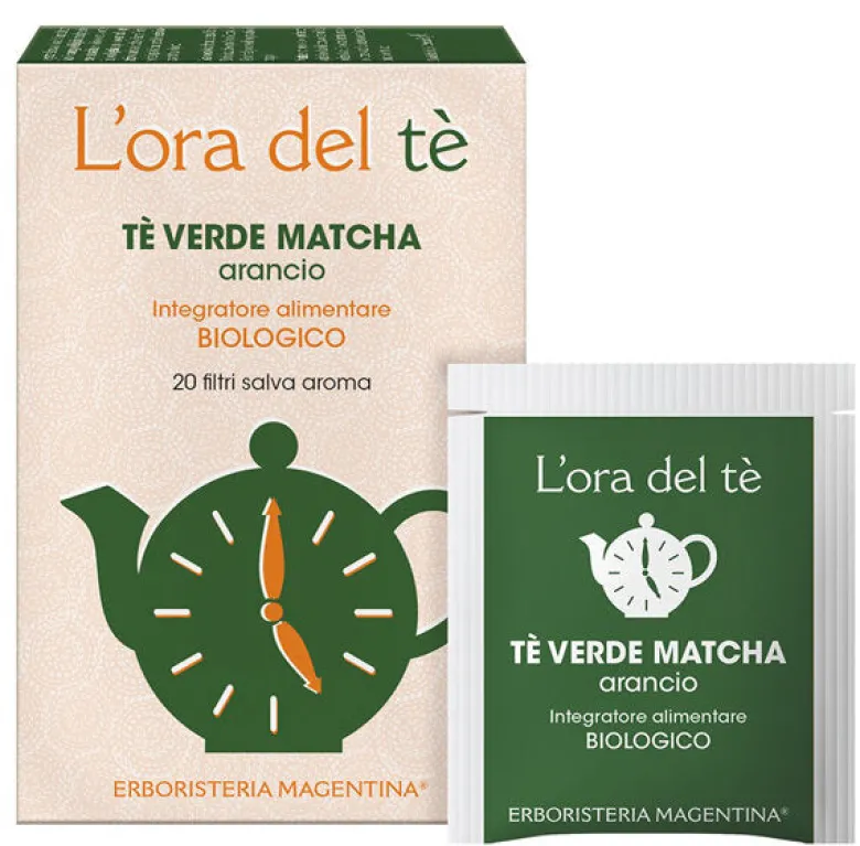 Erboristeria Magentina L'Ora del Tè Tè Verde Matcha Arancio 20 filtri salva aroma