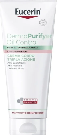Eucerin DermPurifyer Oil Control Crema Corpo Tripla Azione Anti-Imperfezioni 200ml