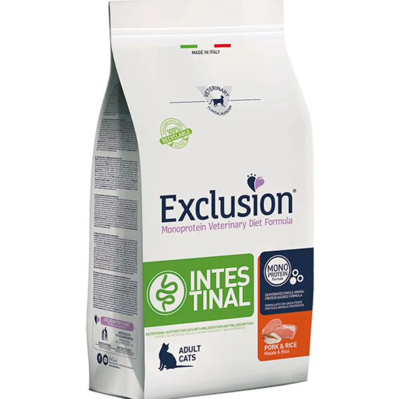 Exclusion Diet Intestinal Cat Maiale e Riso Cibo Secco Per Gatti 1,5kg