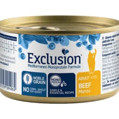 Exclusion Mediterraneo Monoprotein Noble Grain Cibo Umido Manzo Gatti Adulti Lattina 85g