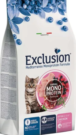 Exclusion Mediterraneo Monoprotein Noble Graincat Kitten Chicken Crocchette Per Gattini 12kg