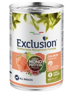 Exclusion Mediterraneo Monoprotein Noble Grain Umido Salmone Cani Adulti Lattina 400g