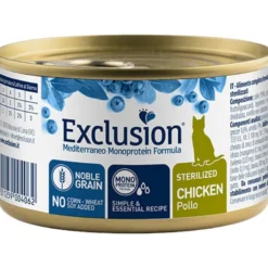 Exclusion Mediterraneo Monoprotein Noble Grain Umido Pollo Gatti Sterilizzati Lattina 85g