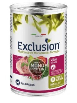 Exclusion Mediterraneo Monoprotein Noble Grain Umido Vitello Cani Adulti Lattina 400g
