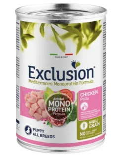 Exclusion Mediterraneo Monoprotein Noble Grain Cibo Umido Pollo Per Cuccioli 400g