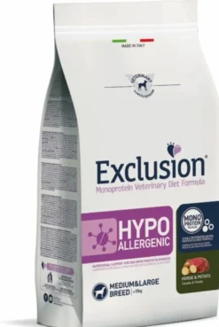 Exclusion Monoprotein Veterinary Diet Formula Hypoallergenic Crocchette Cavallo/Patate Per Cani Taglia Media/Grande Sacco 2kg