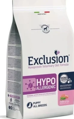 Exclusion Monoprotein Veterinary Diet Hypoallergenic Crocchette Suino/Piselli Cuccioli Sacco 2kg