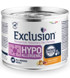 Exclusion Veterinary Diet Formula Hypoallergenic Per Cani Anatra/Patate Lattina 200g