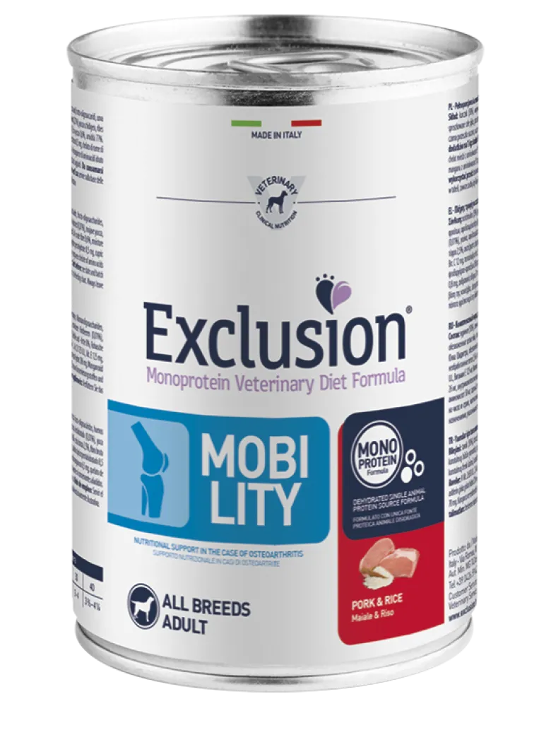 Exclusion Veterinary Diet Formula Mobility Maiale/Riso Lattina 400g