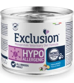 Exclusion Veterinary Diet Formula Hypoallergenic Per Cani Pesce/Patate Lattina 200g