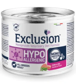 Exclusion Veterinary Diet Formula Hypoallergenic Per Cani Maiale/Piselli Lattina 200g
